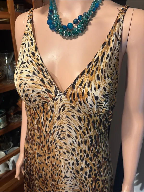 70s Vintage Leopard Print Slip Maxi Dress Sexy Nightgown Dress Size Small 2/4 - Image 11