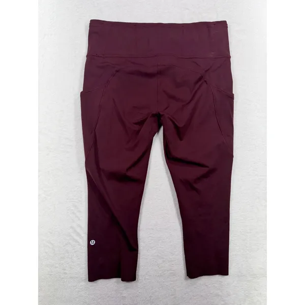 Lululemon 10 Fast and Free High-Rise Crop II Non-Reflective Nulux Garnet Cropped - Image 7