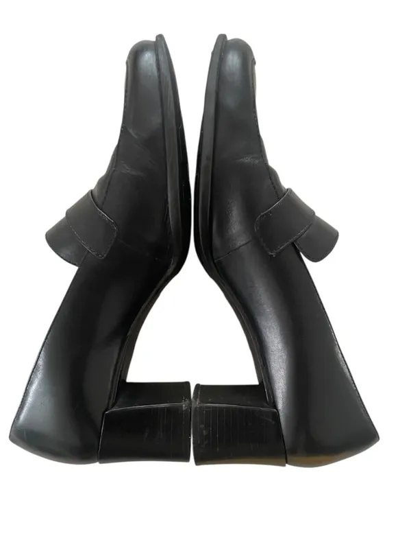 Vintage 90s Bandolino Black Leather Block Heel Wide Square Toe Loafers 8.5 - Image 7