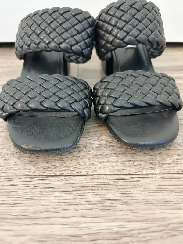 Steve Madden Daphnee Braided Black Block Heel Sandals Size 6 - Image 5