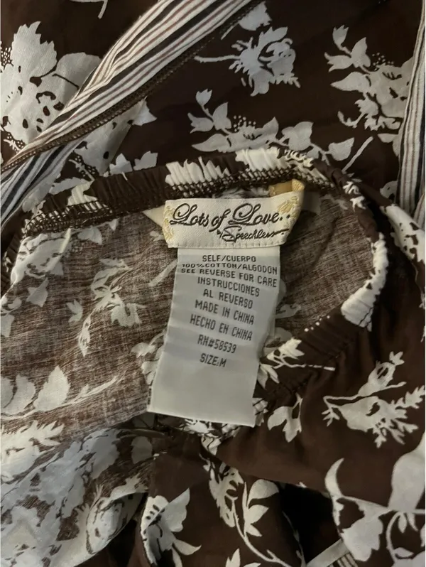 Y2K VTG Lots of Love by Speechless Brown Floral Halter Top M - Image 2