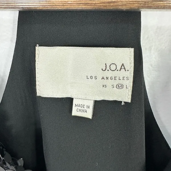 JOA Los Angeles M Black Sequin Cami‎ Top Mob Wife Glam Y2K Party Showgirl - Image 2