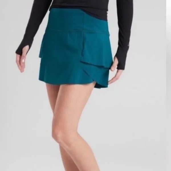 Athleta Momentum Skirt Skort Costal Teal Size Women's XS Ruffle Tennis Athletic - Image 2