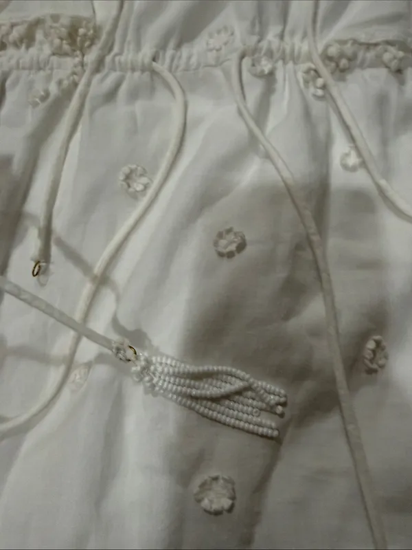 Farm Rio Anthropologie Off White 3D Flower Mini Dress size S EUC - Image 3
