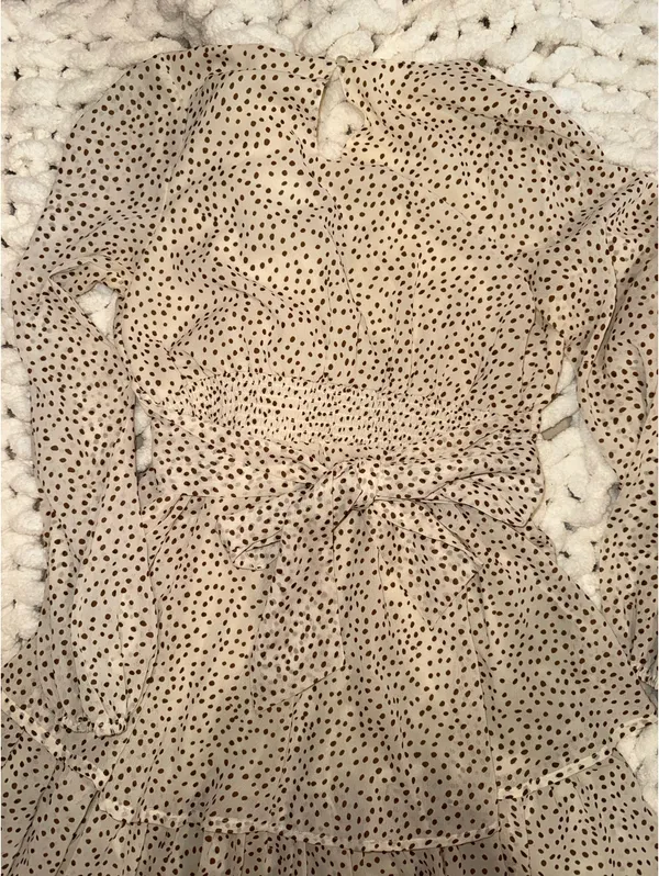 Japna Brown short polka dot ruffle dress - Image 4