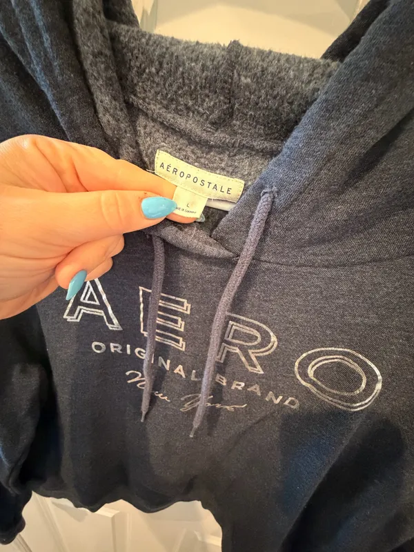 Aéropostale Blue Hoodie Size Large - Image 2