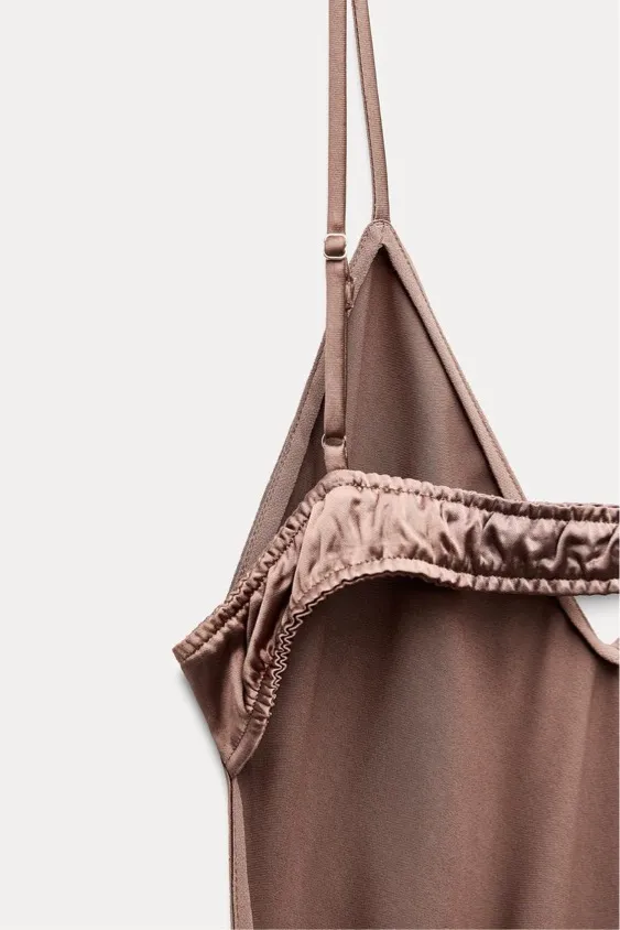 ZARA dress midi maxi satin wedding chocolate brown party cocktail - Image 18