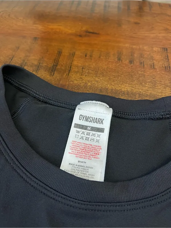 Gymshark Black Training Tee Medium Perforated Logo Athletic Shirt - Image 2