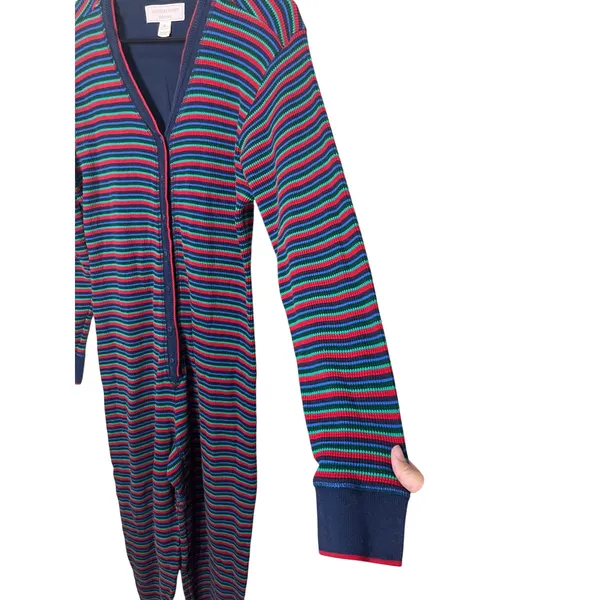 Victorias Secret Womens Striped Pajamas One piece Sleepwear‎ M Cotton - Image 4