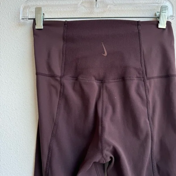 Nike Dri Fit Yoga Luxe Ribbed High Rise Brown Compression Leggings Size Small - Image 6