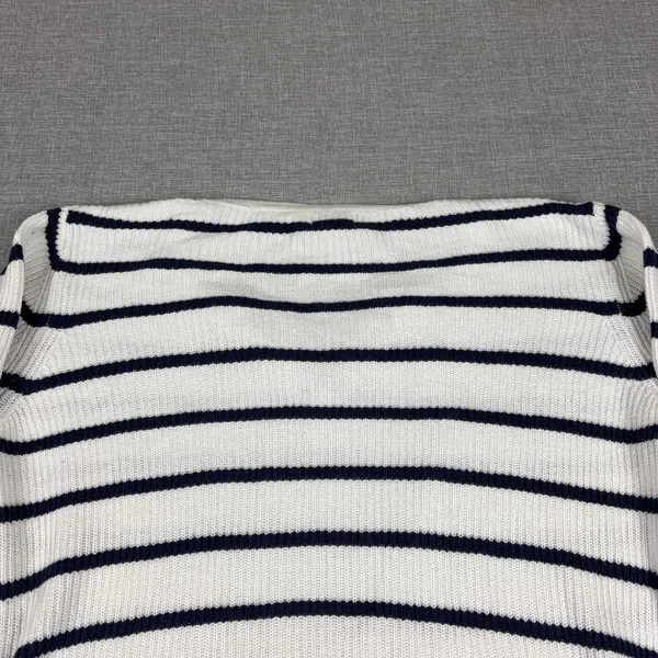 Old Navy Sweater Womens XL White‎ Striped Lace-Up Pullover Open-Knit Relaxed - Image 12