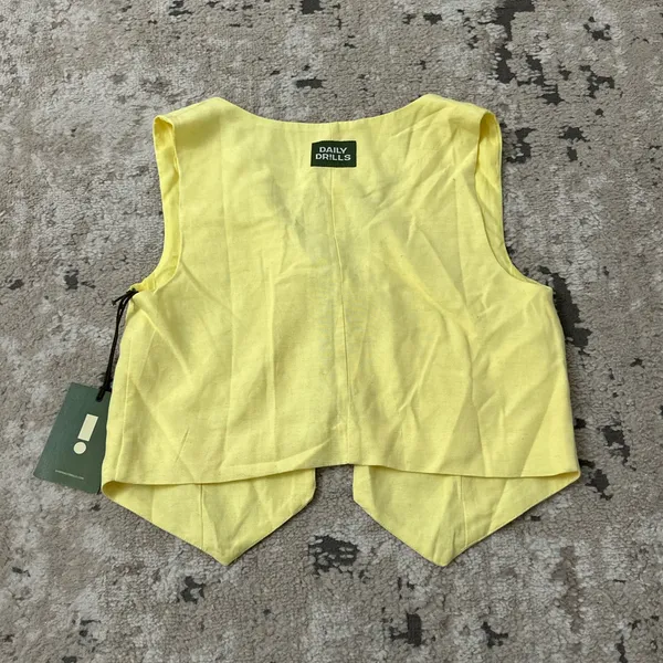Daily Drills Linen Tie Vest Size M/L NWT - Lemonade - Image 3