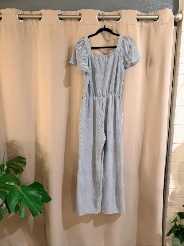 Monteau Striped Blue and White Jumpsuit - Image 3