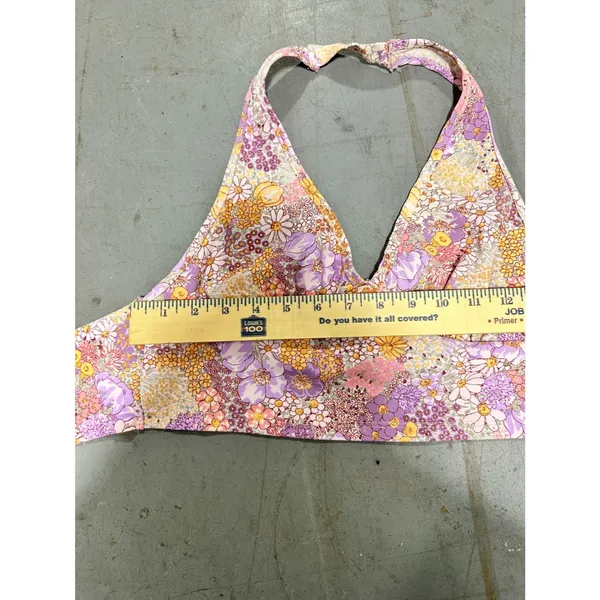 Altar'd State Floral Halter Crop Top Purple Pink Yellow Boho Retro Small - Image 6