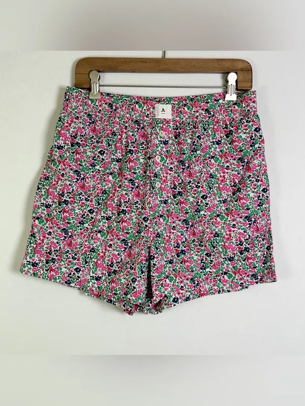 Anthropologie Women’s Floral Cotton Pull On Shorts Pink Green Liberty Style Sz M - Image 2
