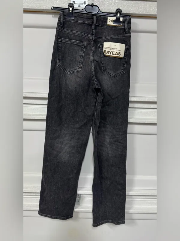 Bayeas High Rise Ankle Straight Leg Jeans Black Size 24 New - Image 5