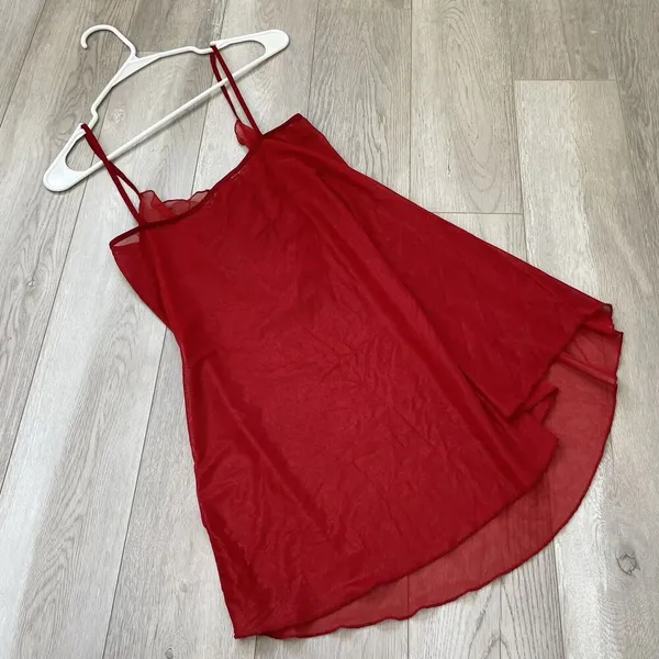 LeBeaute Sheer Babydoll Cami Tank Top Red (medium) sexy whimsygoth lingerie - Image 3