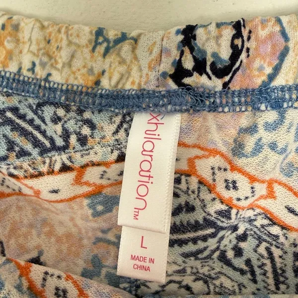 Xhilaration Women’s Large Blue Orange Patterned Wide Leg Pants New - Image 2