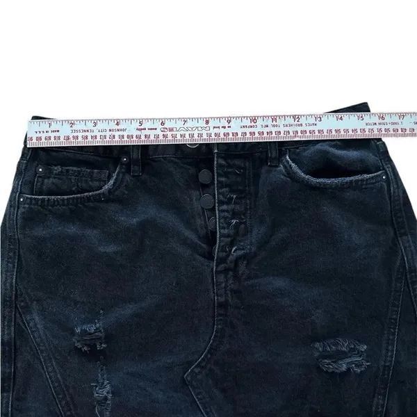 We The Free Black Denim Distressed Mini Skirt Euc - Image 4