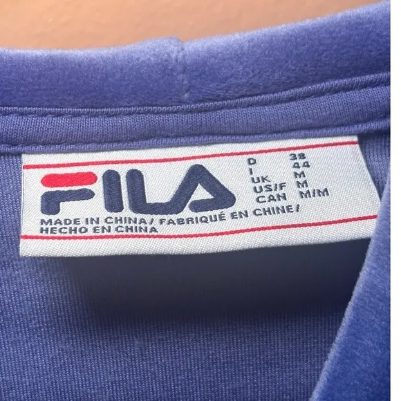 FILA Womens Velour Half Zip Hoodie Size M Blue Velvet Logo Y2K Athleisure‎ - Image 6