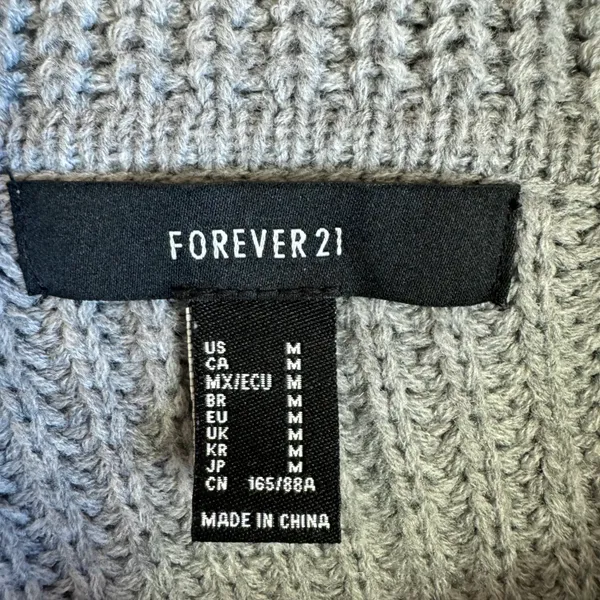 Forever 21 Solid Gray Y2K Off the Shoulder Baggy Pullover Sweater Size Medium - Image 5