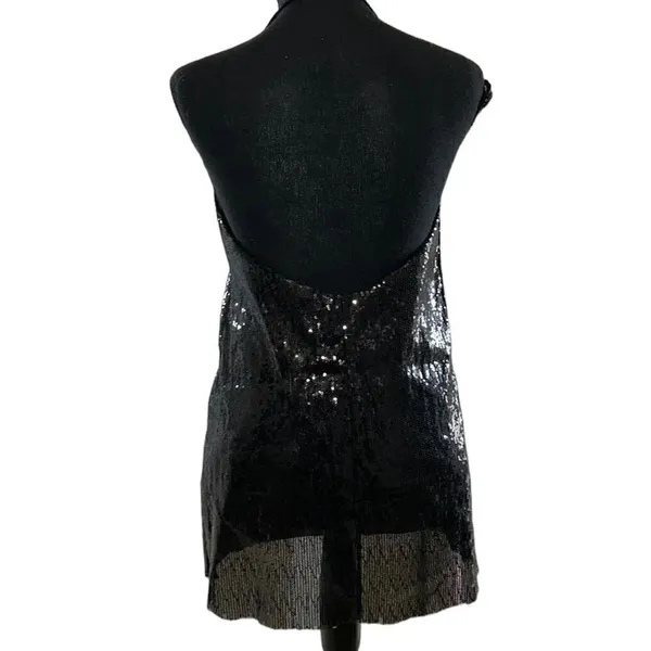 Hugs Black Sequins Halter Back Top/Blouse(Size Black - Image 2