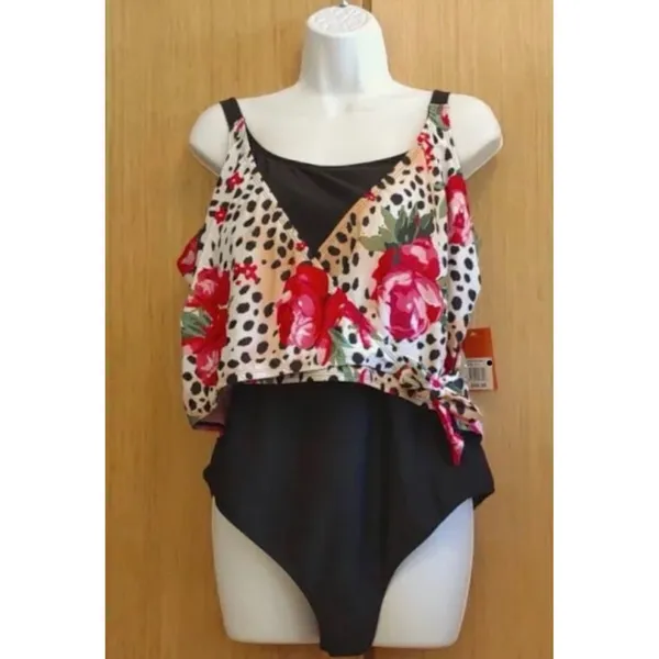 NWT Size 8 Women's‎ One Piece Animal Print & Floral Swimsuit by Noon Swim - Image 6