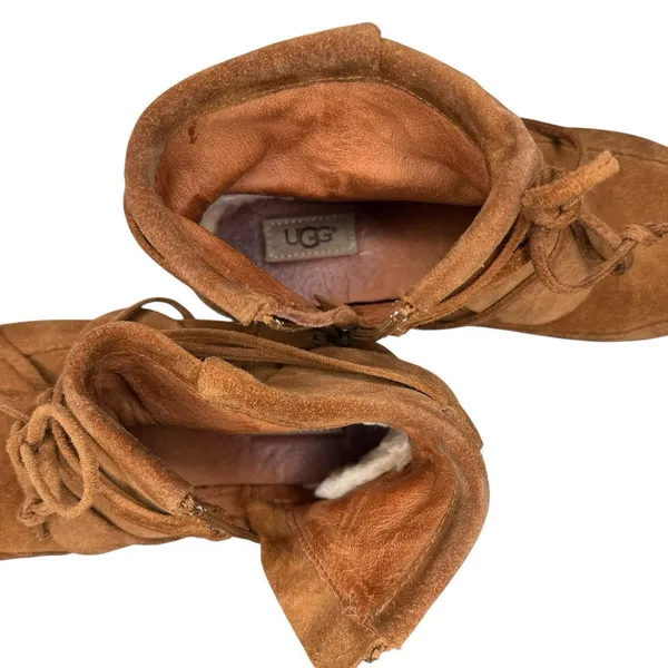 UGG Reid Moc Womens 8 Moccasin Booties‎ Chestnut Brown Suede Ankle Boots - Image 7