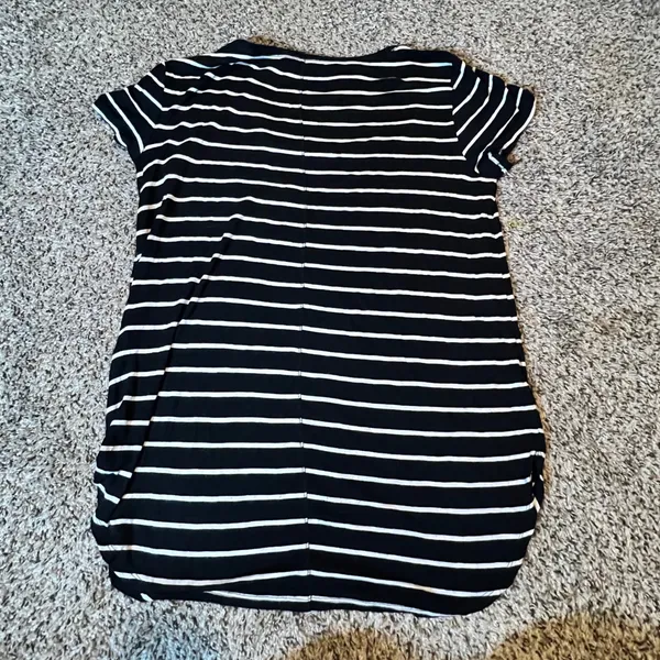 White House Black Market Black‎ White Striped Scoop Neck Tee Shirt Womens Medium - Image 6