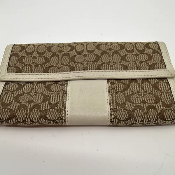 Coach Continental Brown Signature C Canvas Leather Wallet - Image 3