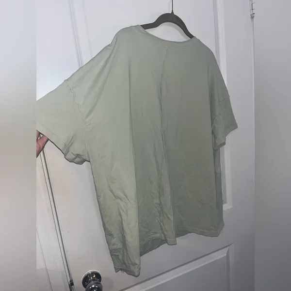 Layered Fabric Star Patchwork MintGreen Oversized T Shirt Y2K Indie Americana XL - Image 3