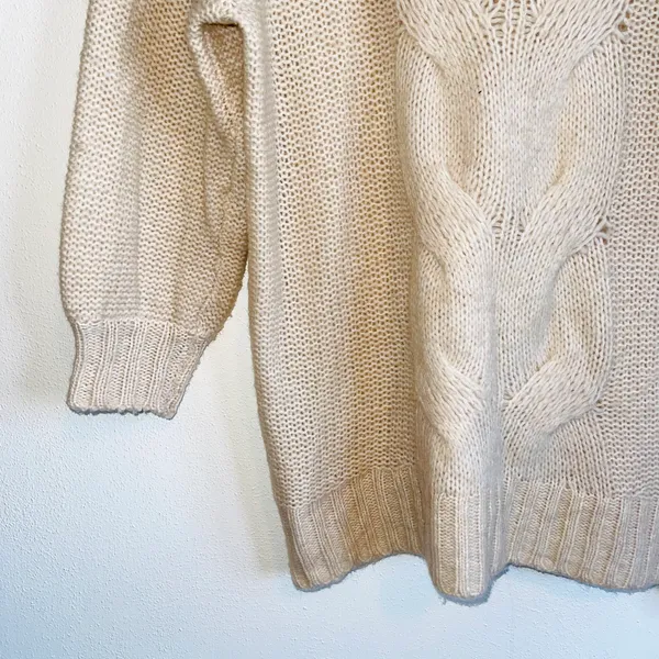 Aerie Cream Soft Chunky Knit Oversized Pullover Sweater - Image 5