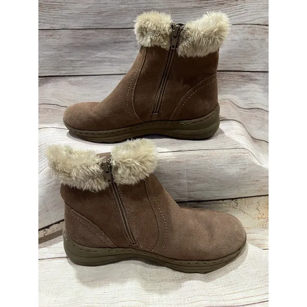 Baretraps Boots Women’s Andee Winter Snow Beige Leather Zip Button Sherpa Size 6 - Image 3