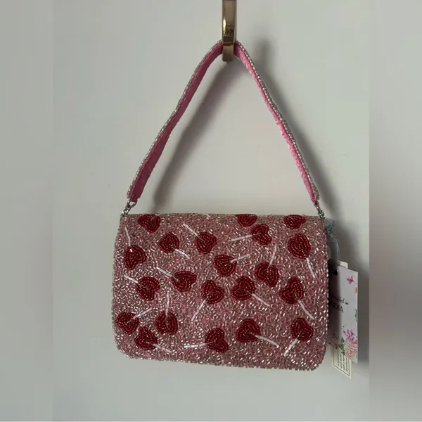 viral beaded lollipop shoulder bag sequins hand made with satin interior - Image 3