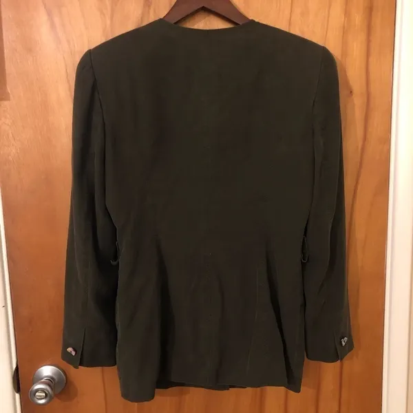 Vintage 90s Dana Buchman button down army green cottagecore Blazer - Image 8