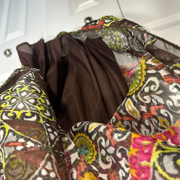 Mini Dress Off Shoulder L Bell Sleeve Paisley Sheer Boho Festival Hippie Gypsy - Image 7