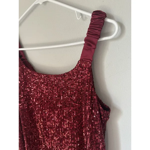 NWT Vince Camuto Small Womens Sequin Tank Top Red Lined V-Neck Party - Image 8