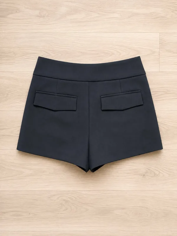 Zara Women's Tailored High-Waisted Mini Shorts in Black Gray small - Image 2