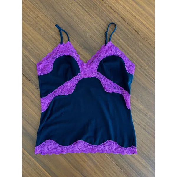 Vintage 90s Mary Green Lace Cami Large Tank Top Y2K Fairy Glam Whimsigoth Pink - Image 3