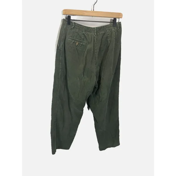 Pendleton Corduroy Pants Womens 12 Green Pleated High Rise Tapered Academic - Image 4