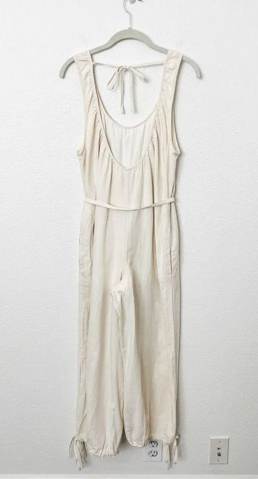 [Urban Outfitters] Cream Linen Blend Open Back Sleeveless Palmer Jumpsuit Sz XS - Image 4