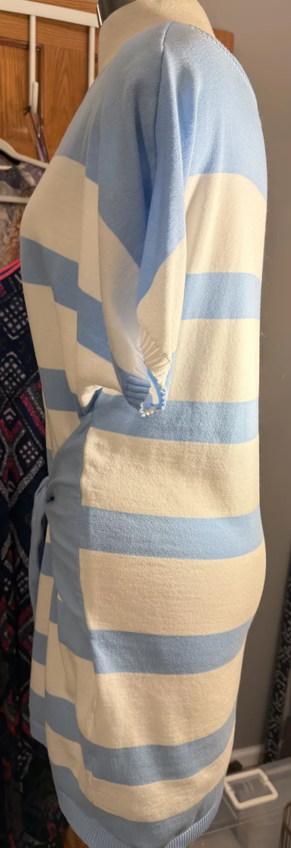 Boutique Blue and white Mini Dress Tie Front - Image 4