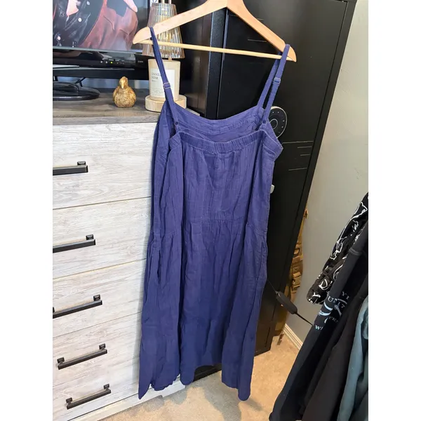 Knox Rose Navy Blue Tiered Midi Dress Sleeveless Gauze Boho XL - Image 2