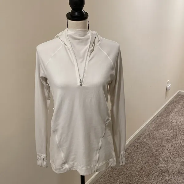 Lululemon warm stabilizer 1/2 zip hoodie Size 6 Cream Athleisure Athletic - Image 9