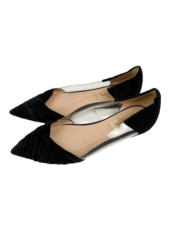 Valentino Garavani Black Pleated Suede Point Toe Flats Size 36/ US 6 - Image 2