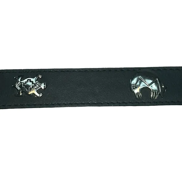 Sunbelt Womens Leather Belt Black Southwestern Silver Concho Emblems Western L - Image 4