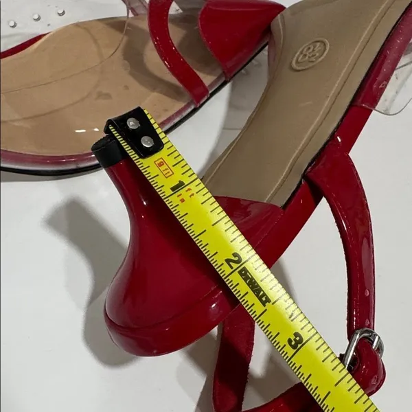 A New Day Red and Clear Heart Heels NWOT - Image 5