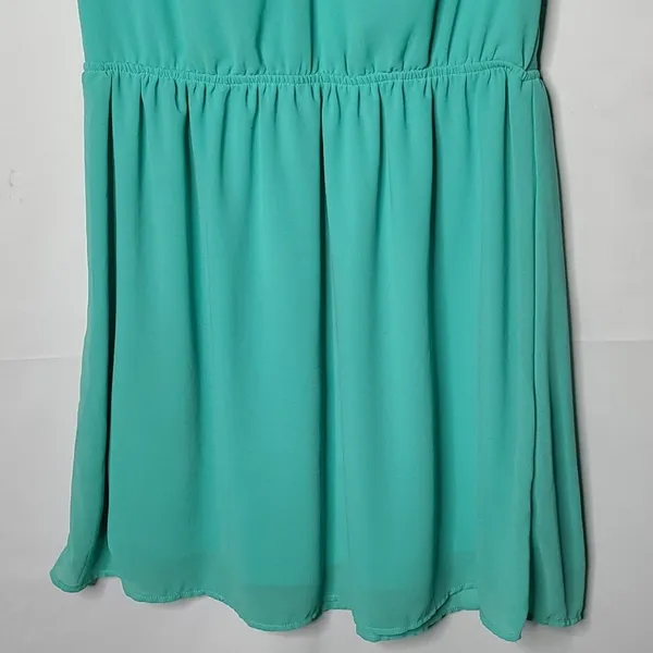 NWOT Freebird sheer poof sleeve vneck green dress sz Sm - Image 3