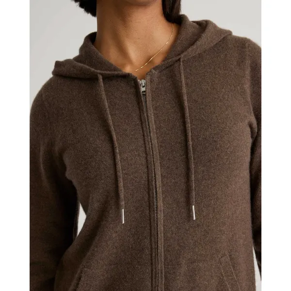 Quince Mongolian Cashmere Full Zip Hoodie Sweater Brown Womens XS NWT - Image 4