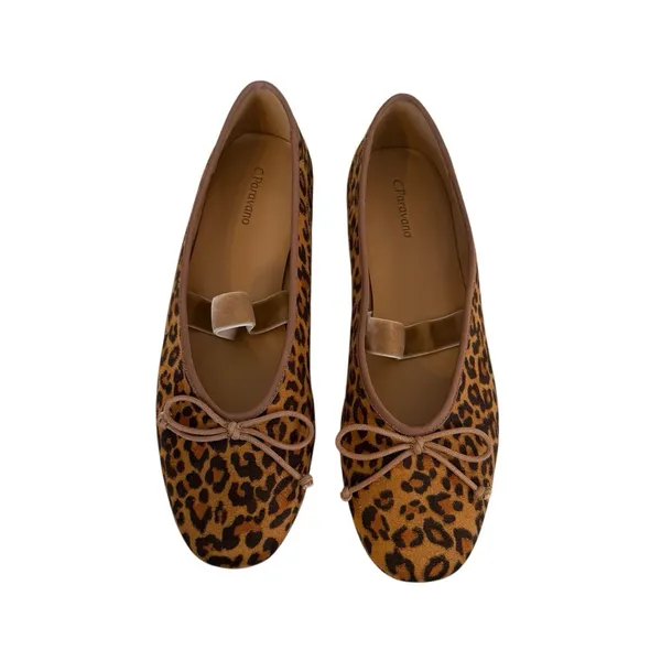 C.Paravano Almond-Toe‎ Ballet Microsuede Flats (Liora) Leopard Size 40 US 9.5 - Image 5